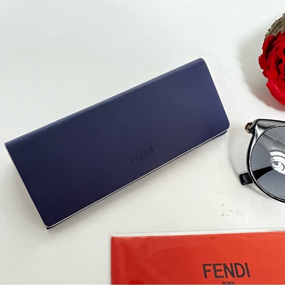 Authentic Fendi 56mm Round Sunglasses - Black W/ Grey Blue Shades - New W/ Case
